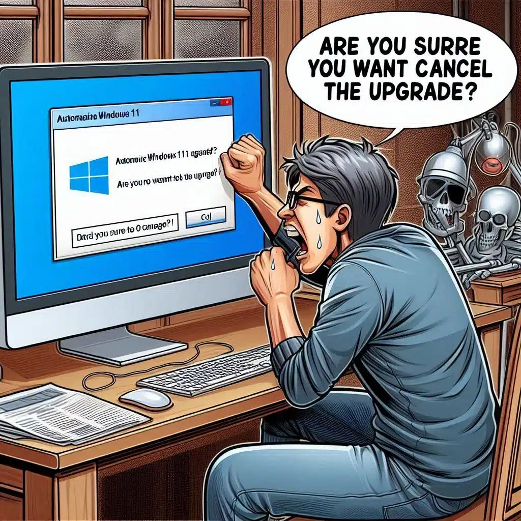 Computer User Frustrated with Forced Windows 11 Upgrade