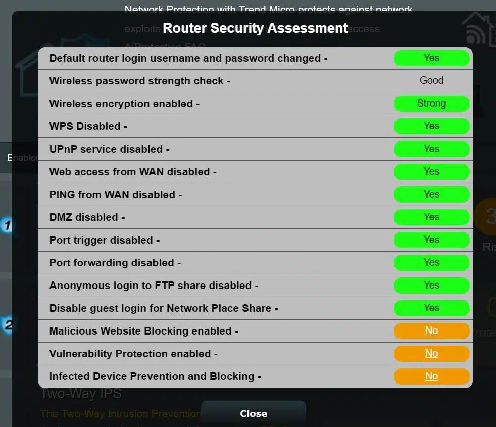 Router Security Scan Sample Results