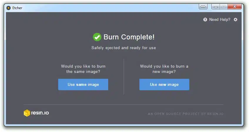 Screenshot of Balena Etcher software preparing to flash the RetroPie image to a microSD card.